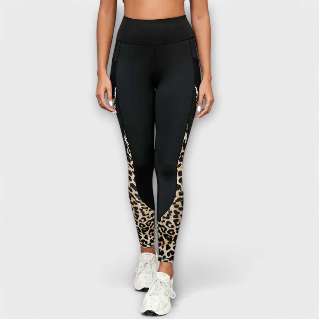 Højtaljede leggings med leopardprint