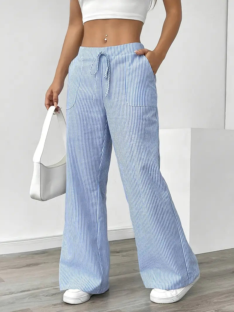 Alina™ | Elegant Stribede Bukser med Lommer