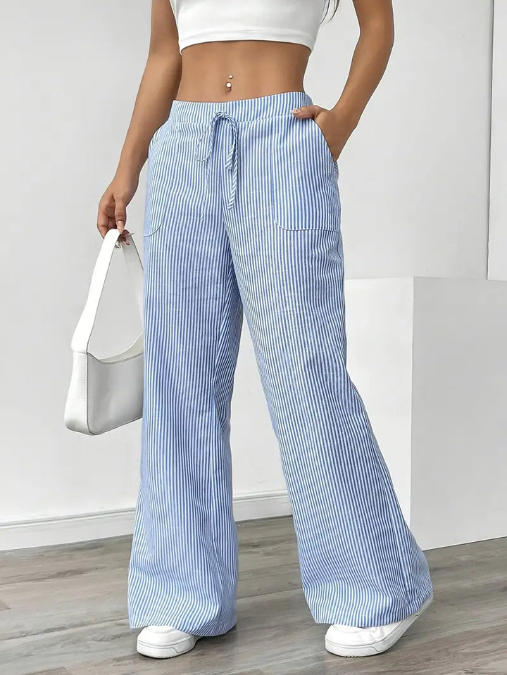 Alina™ | Elegant Stribede Bukser med Lommer