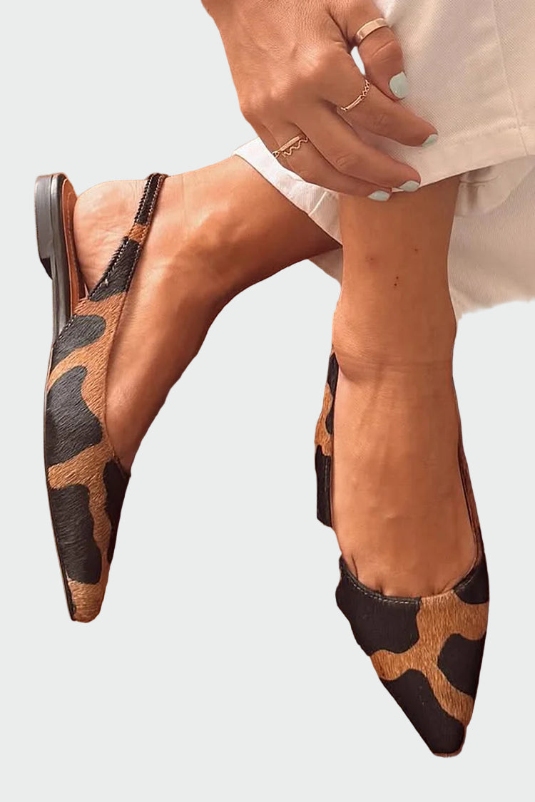 Leonora | Elegant Slingbacks med Spids Tå og Dyreprint