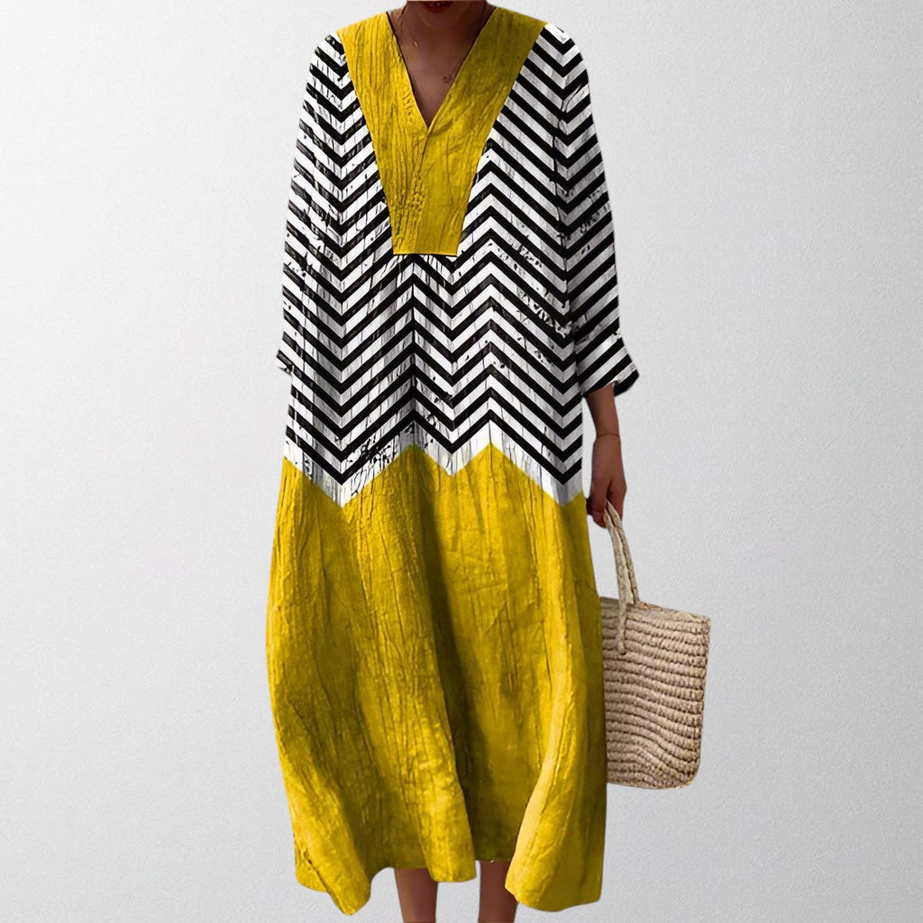 Olivia - Geometrisk Flow Maxi Kjole