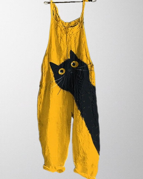 Olivia - Vintage Kat Print Jumpsuit