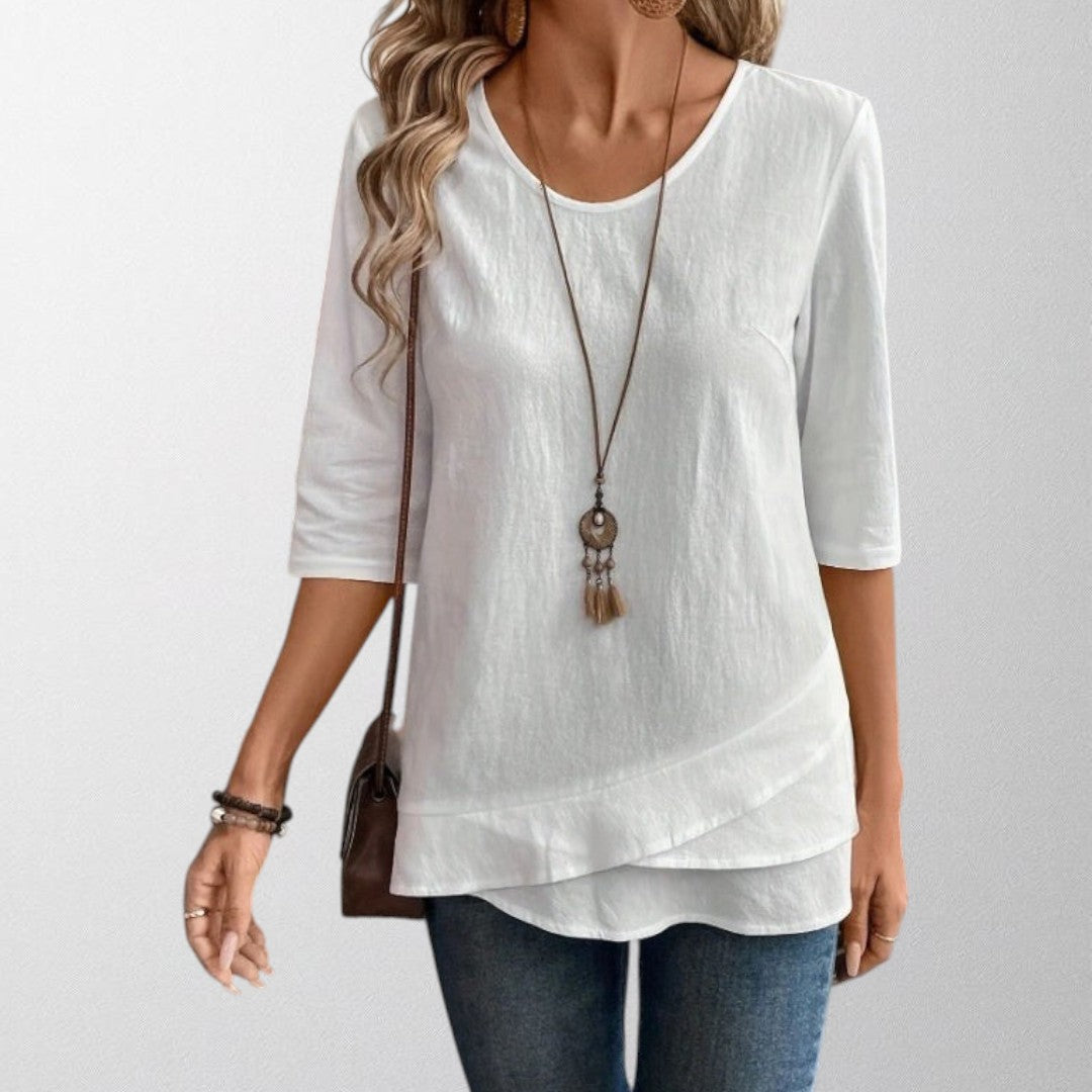 Olivia - Casual Ensfarvet T-shirt