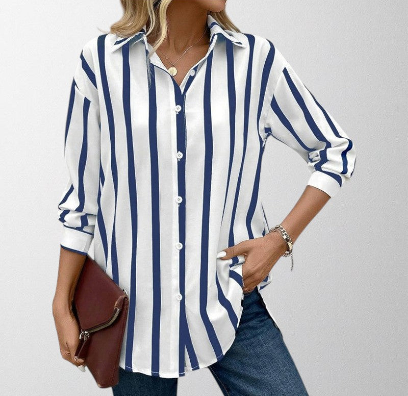 Olivia - Casual Stribet Bluse
