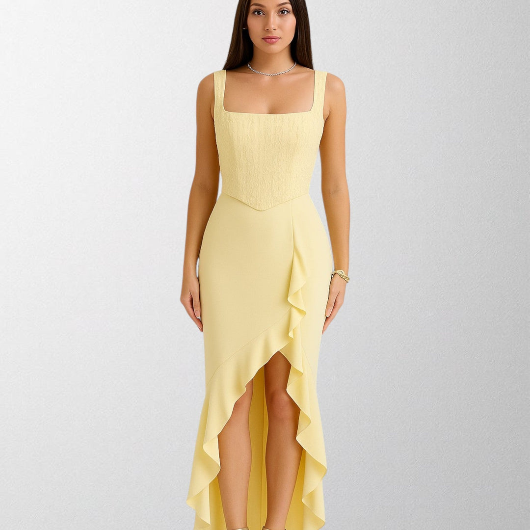 Olivia - Rynket satin korsettkjole
