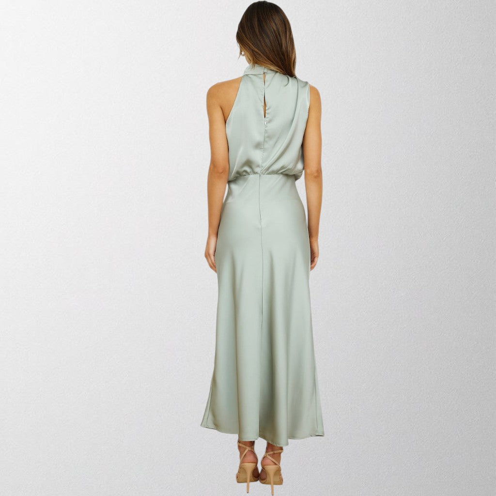 Olivia - Tidøs Satin Halterneck Kjole