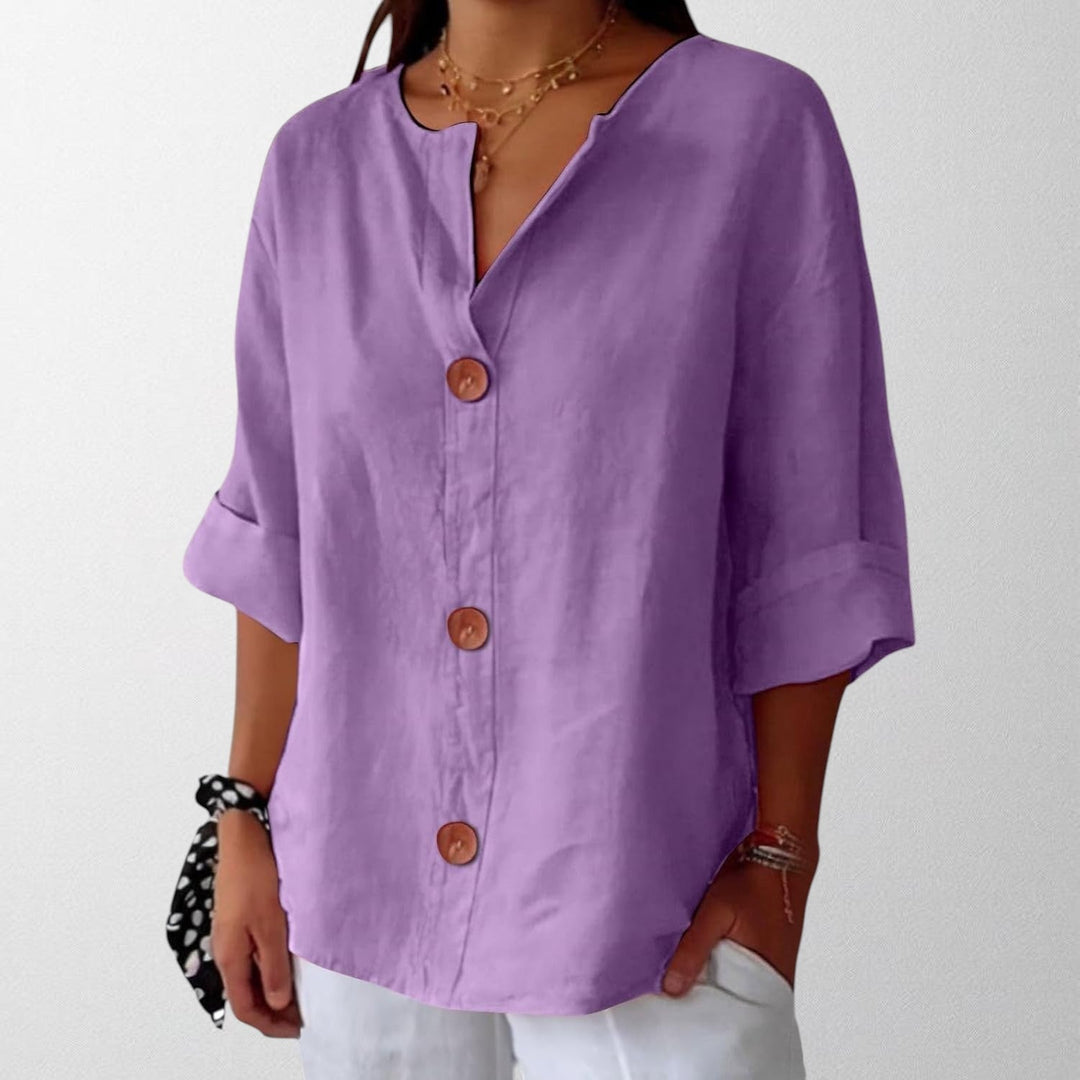 Noora - Afslappet Linned Bluse til Tidløs Elegance
