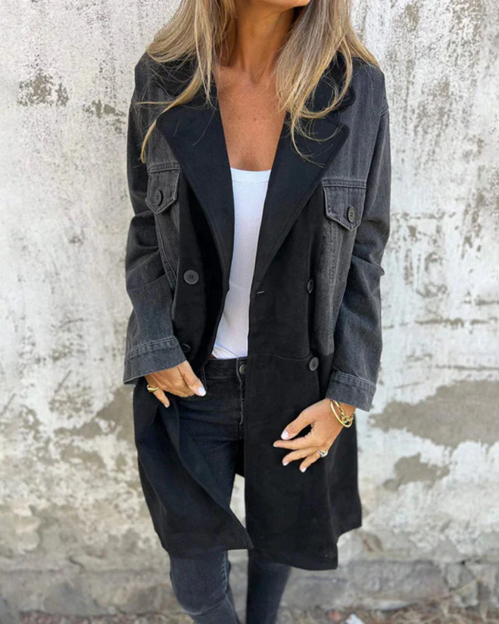 Sara - Kamelfarvet Denimjakke