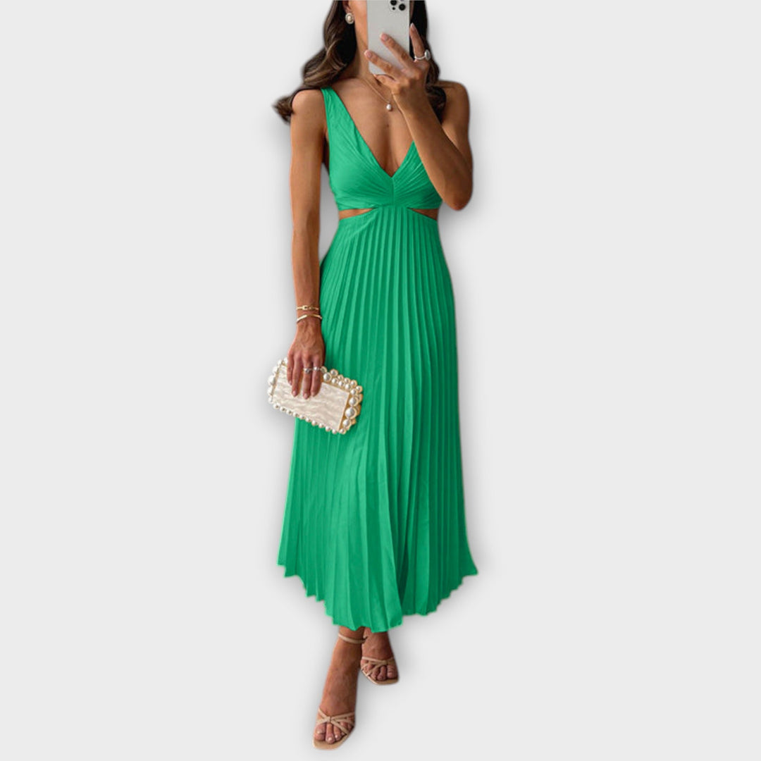 Rosina - Elegant midi aften kjole med plissering
