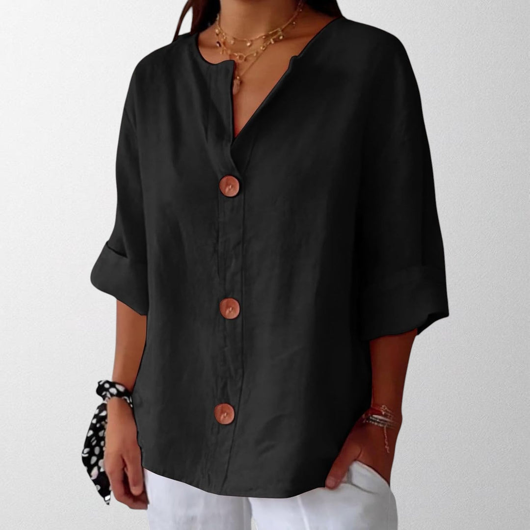 Noora - Afslappet Linned Bluse til Tidløs Elegance
