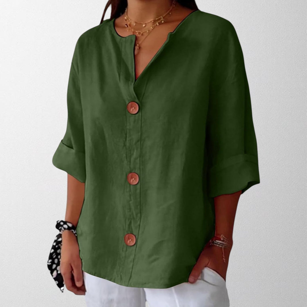 Noora - Afslappet Linned Bluse til Tidløs Elegance