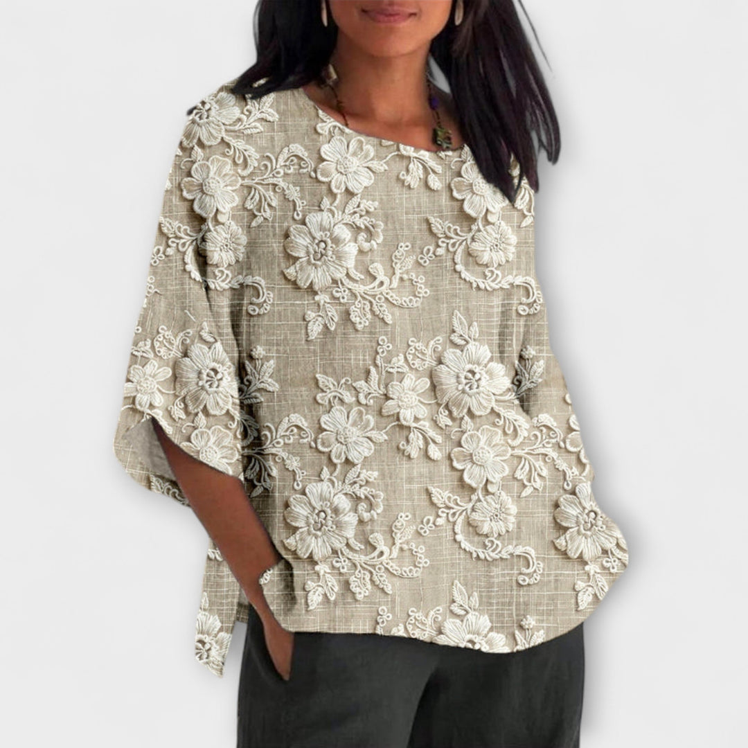 Hazel - Top med Vintage Tryk