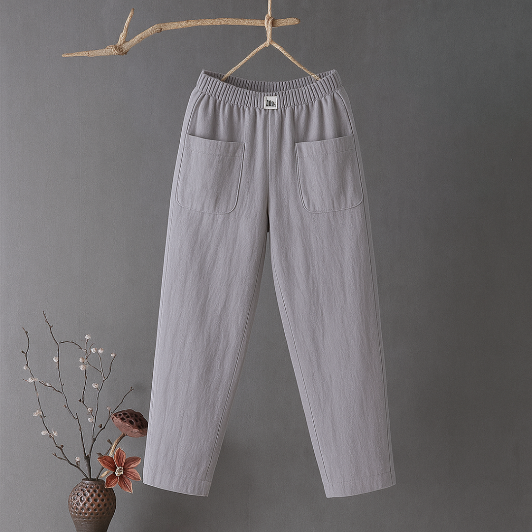 Erika™ | Casual bomulds- og linnedbukser med elastisk talje