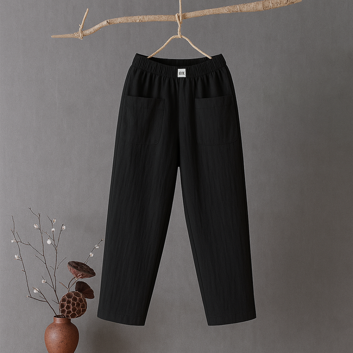 Erika™ | Casual bomulds- og linnedbukser med elastisk talje