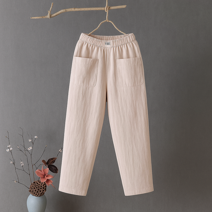 Erika™ | Casual bomulds- og linnedbukser med elastisk talje