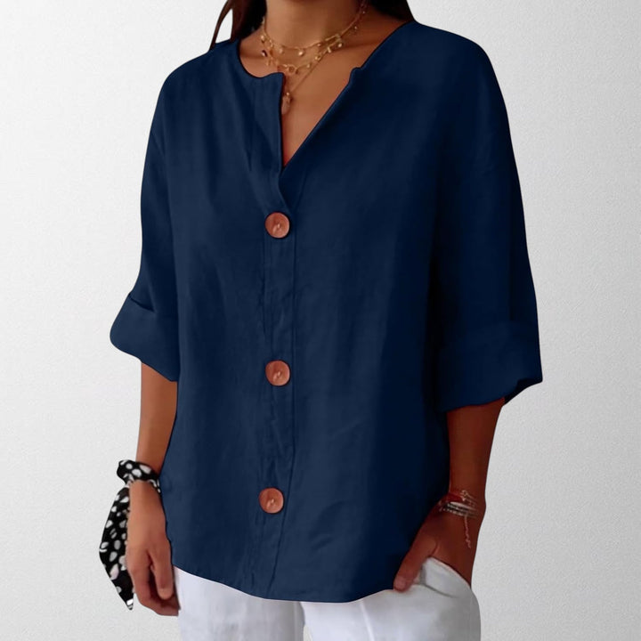 Noora - Afslappet Linned Bluse til Tidløs Elegance
