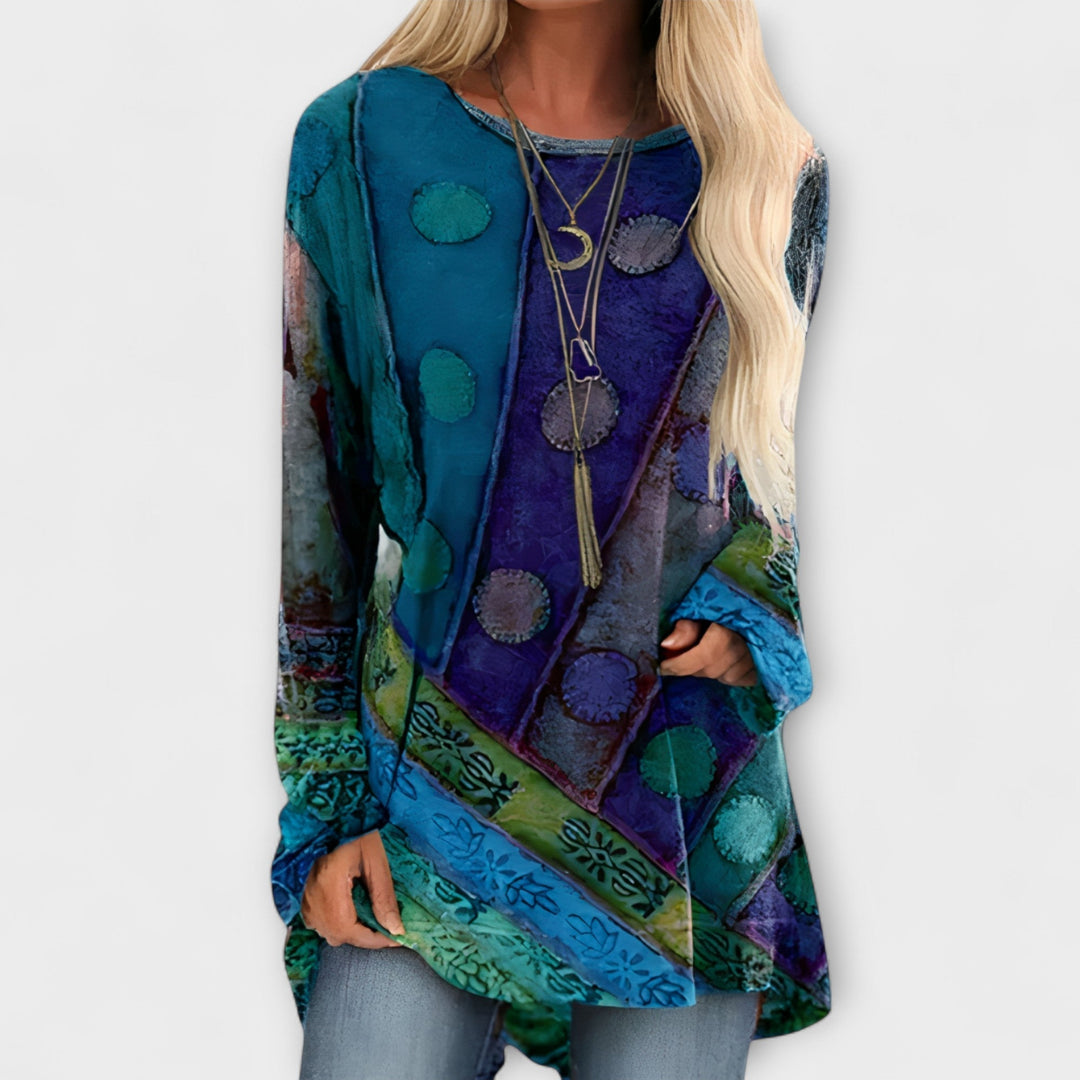 Stilfuld Bluse til Kvinder med Etno Print