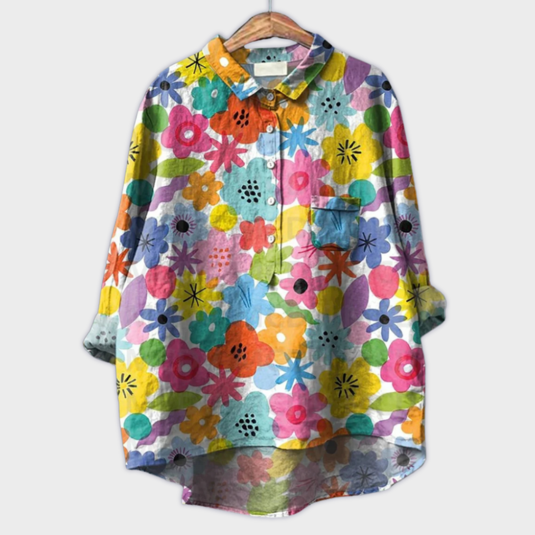 Magdalena - Håndlavet chemisier til kvinder med blomsterprint