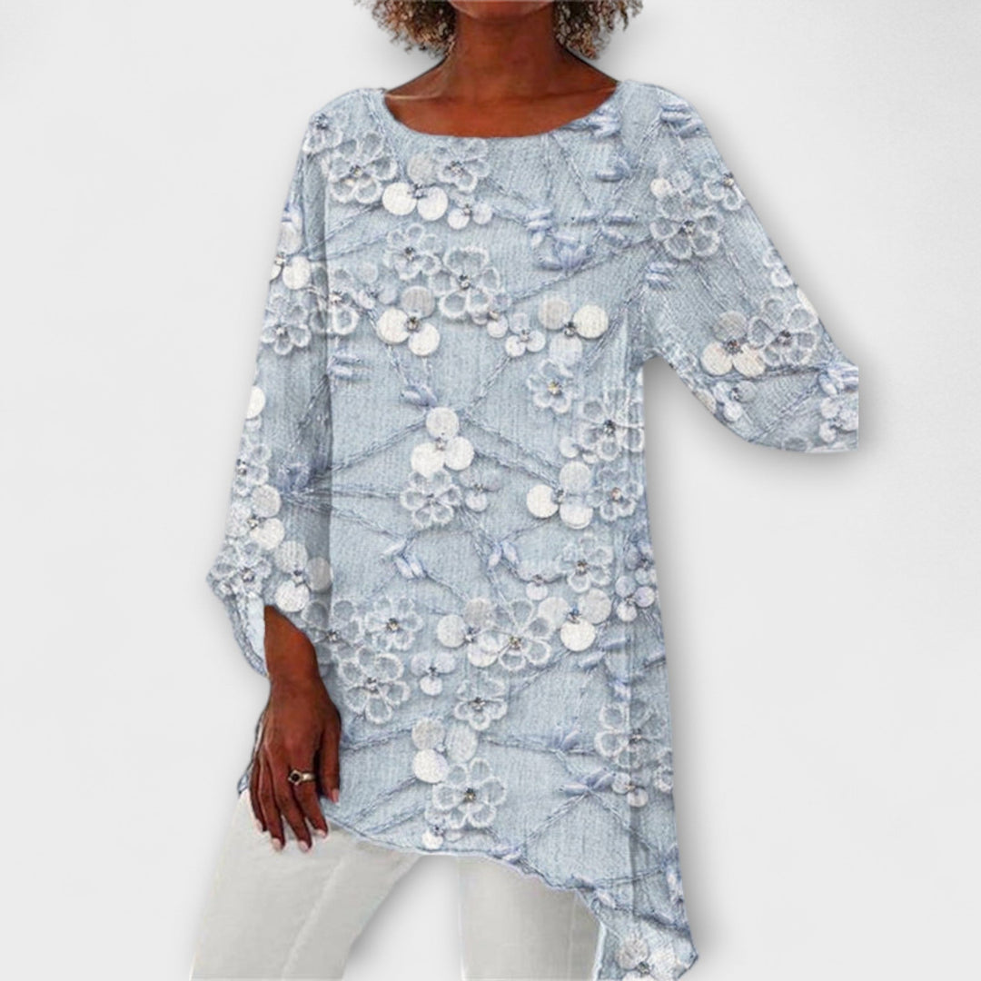 Harper - Bluse med blomstertrykt krystal