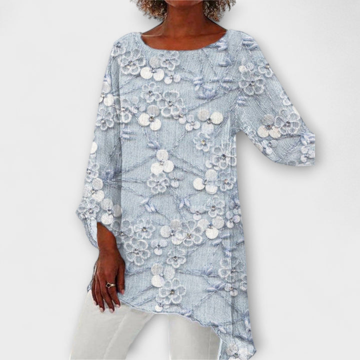 Harper - Bluse med blomstertrykt krystal