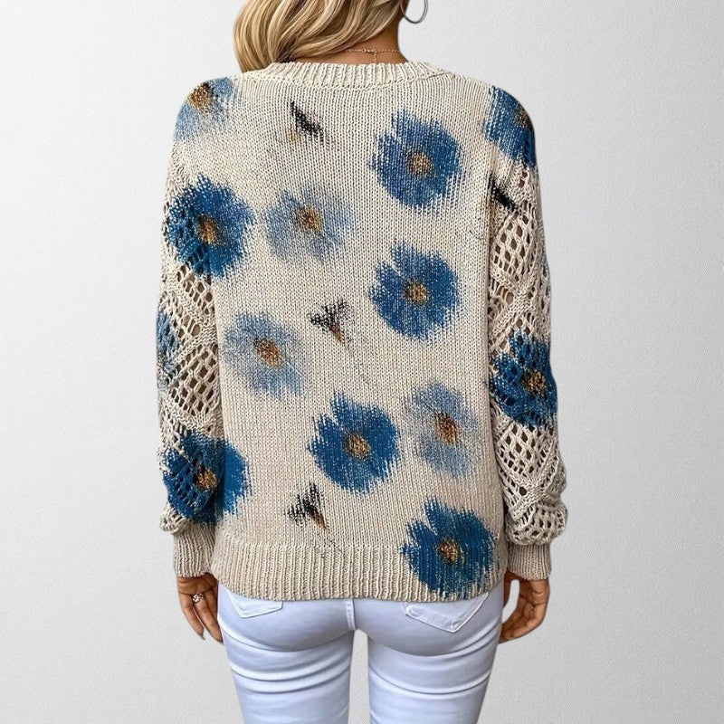 Olivia - Elegant Blomsterstriktrøje