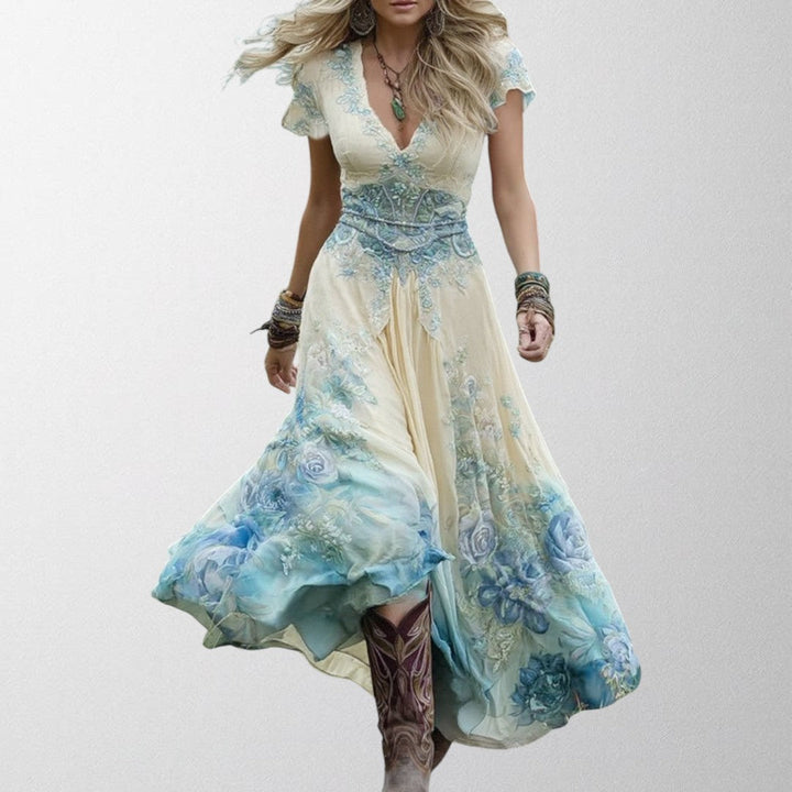 Olivia - Blomsterprint Maxi Kjole