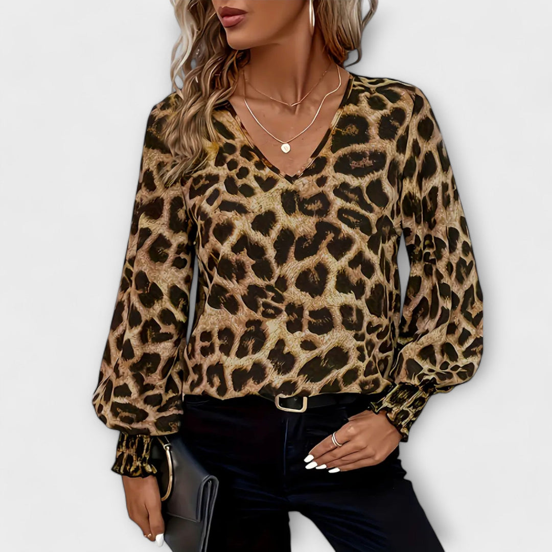 Elegant bluse med leopardprint