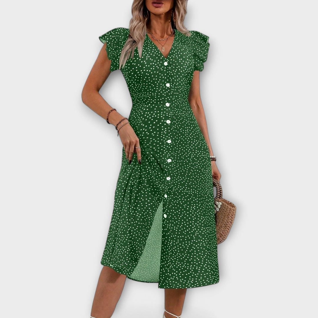 Irina-Marie - Elegant midi kjole med prikker