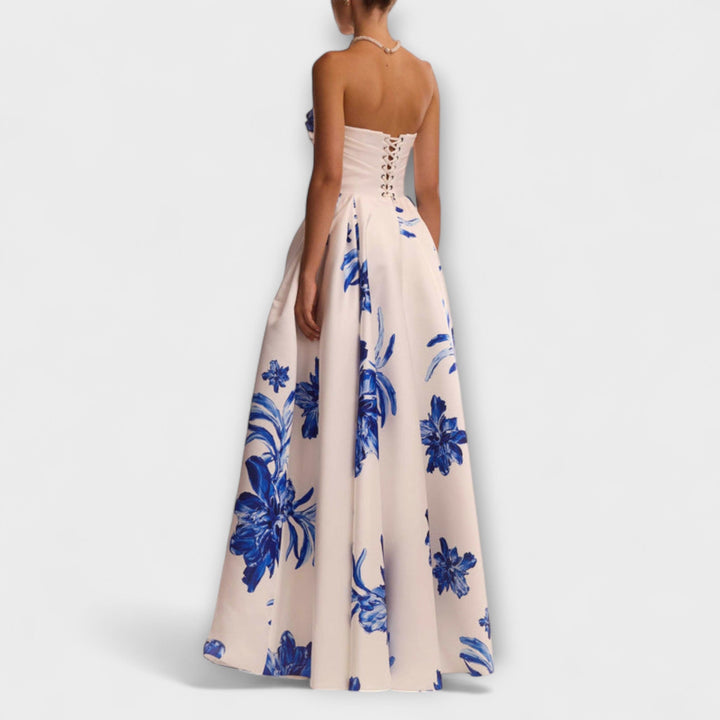 Martha - Elegant Maxikjole med Blomster og Off-Shoulder