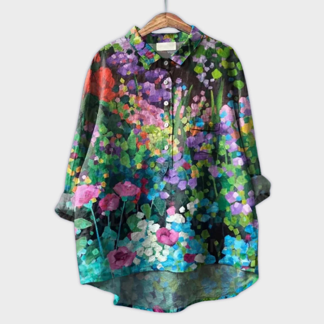 Magdalena - Håndlavet chemisier til kvinder med blomsterprint
