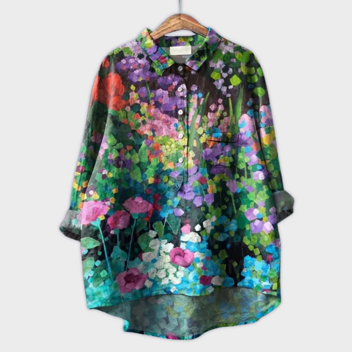 Magdalena - Håndlavet chemisier til kvinder med blomsterprint