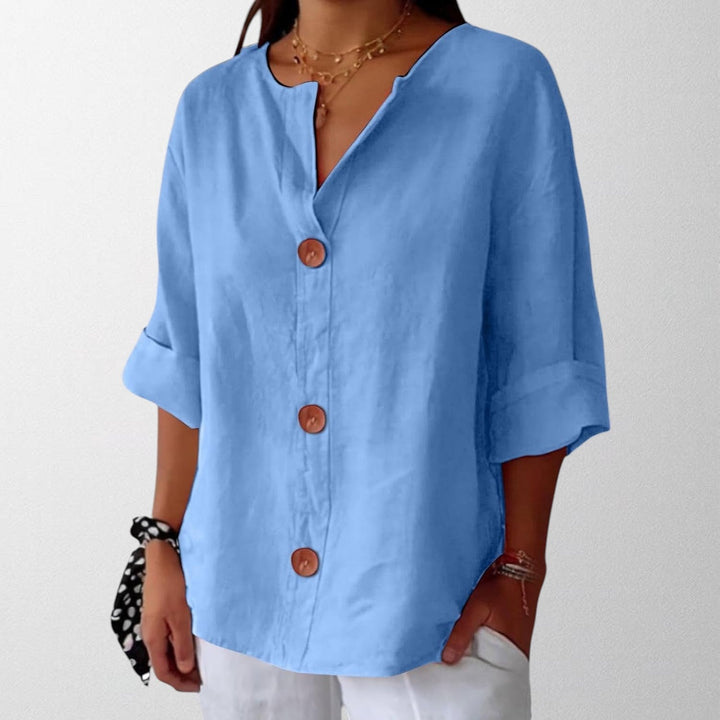 Noora - Afslappet Linned Bluse til Tidløs Elegance