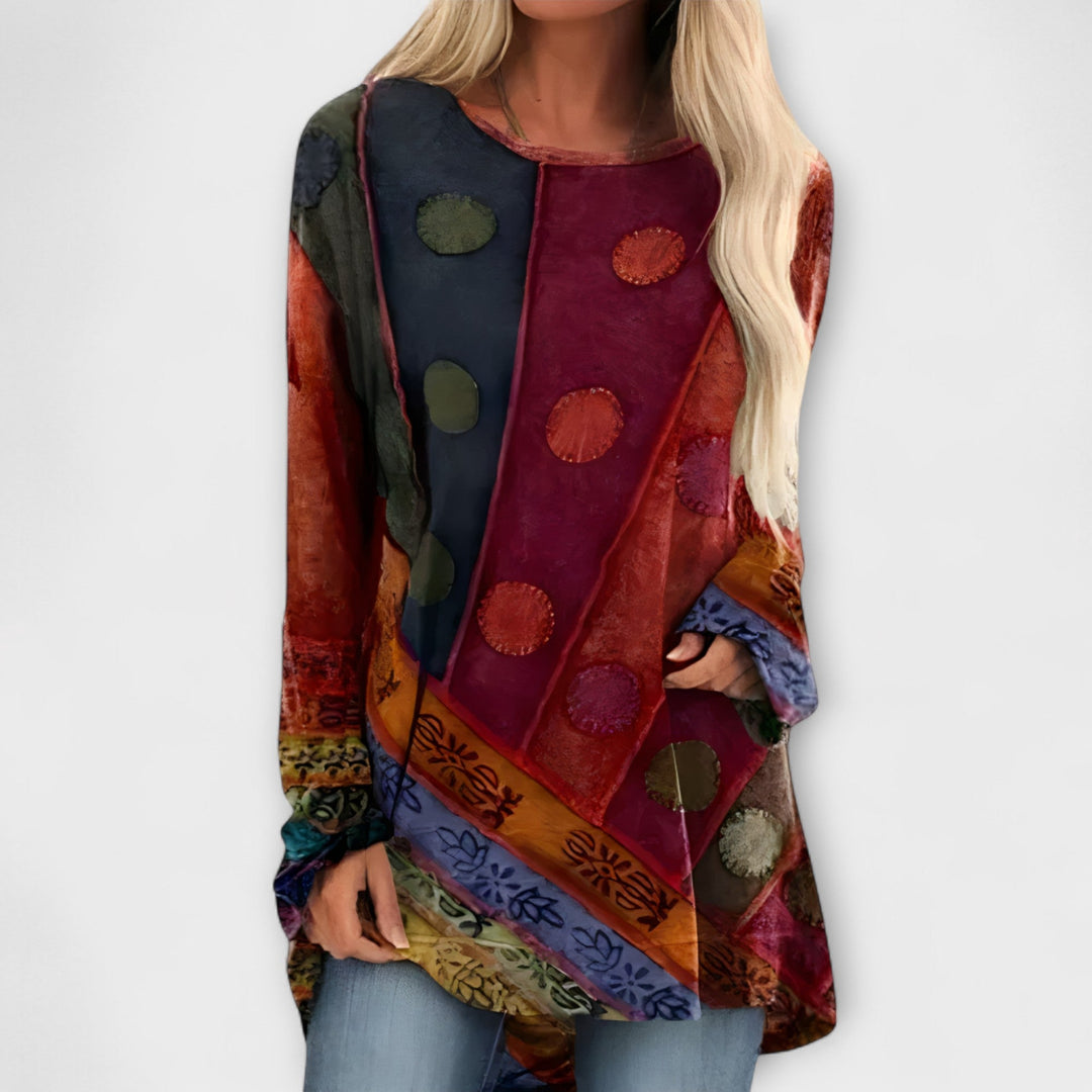 Stilfuld Bluse til Kvinder med Etno Print