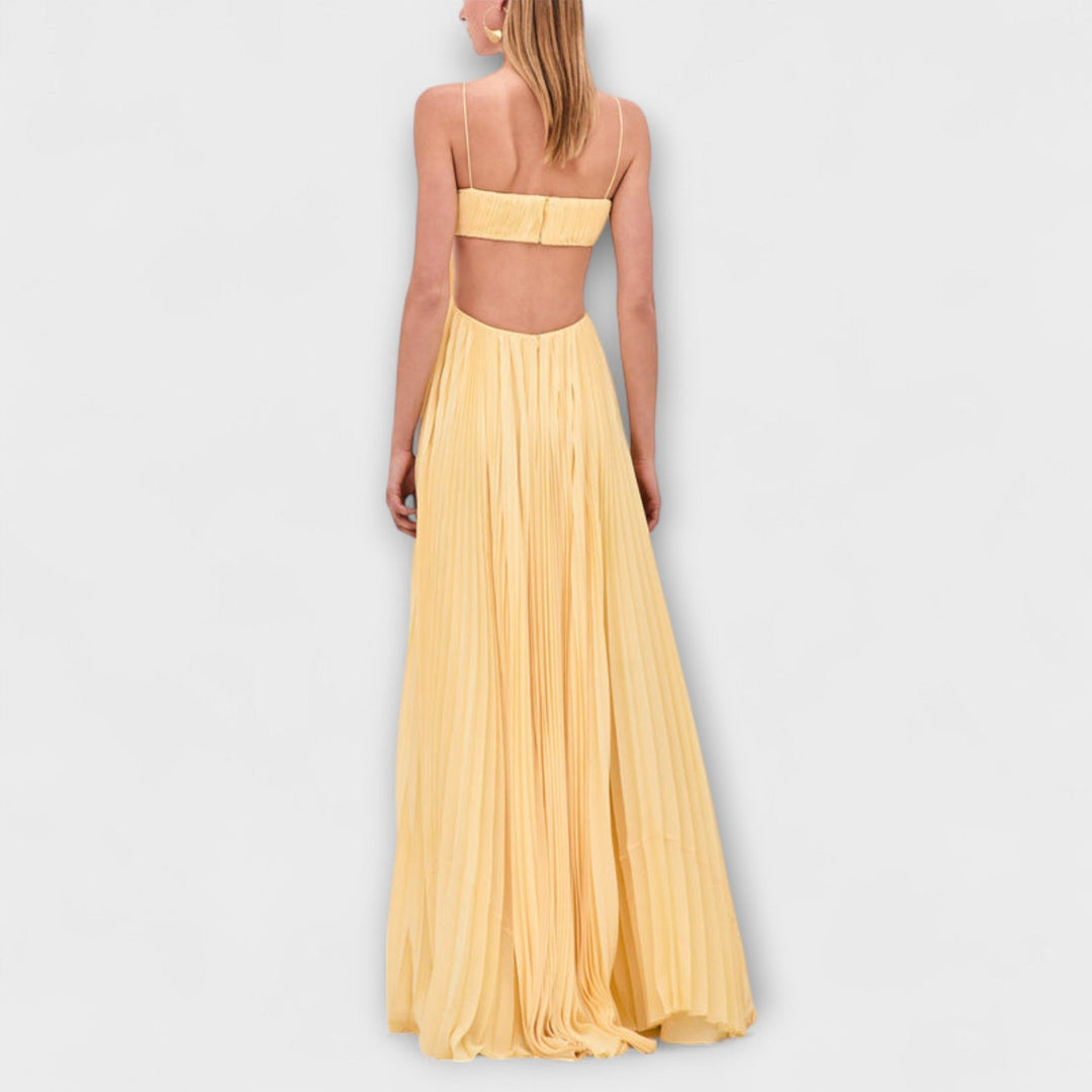 Tamina - Maxi Plisseret Kjole med Elegante Udsnit
