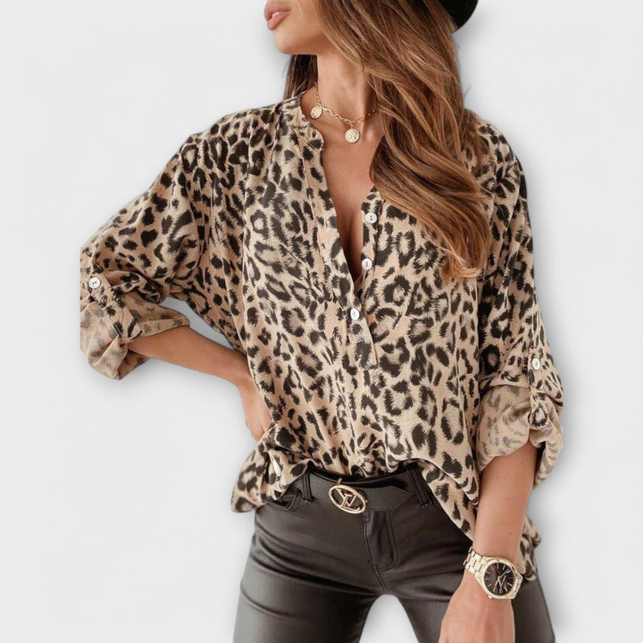 Larissa - Bluse med leopardprint