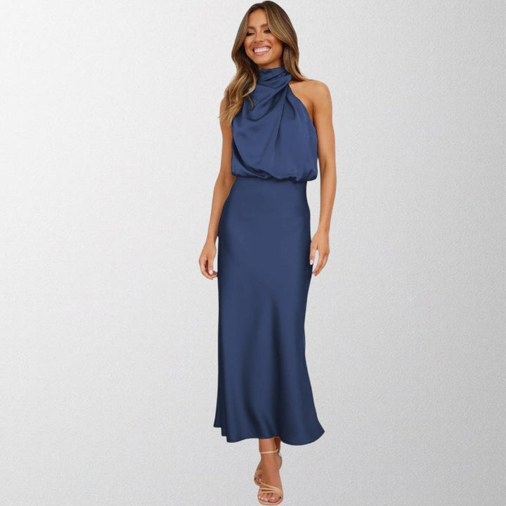 Olivia - Tidøs Satin Halterneck Kjole