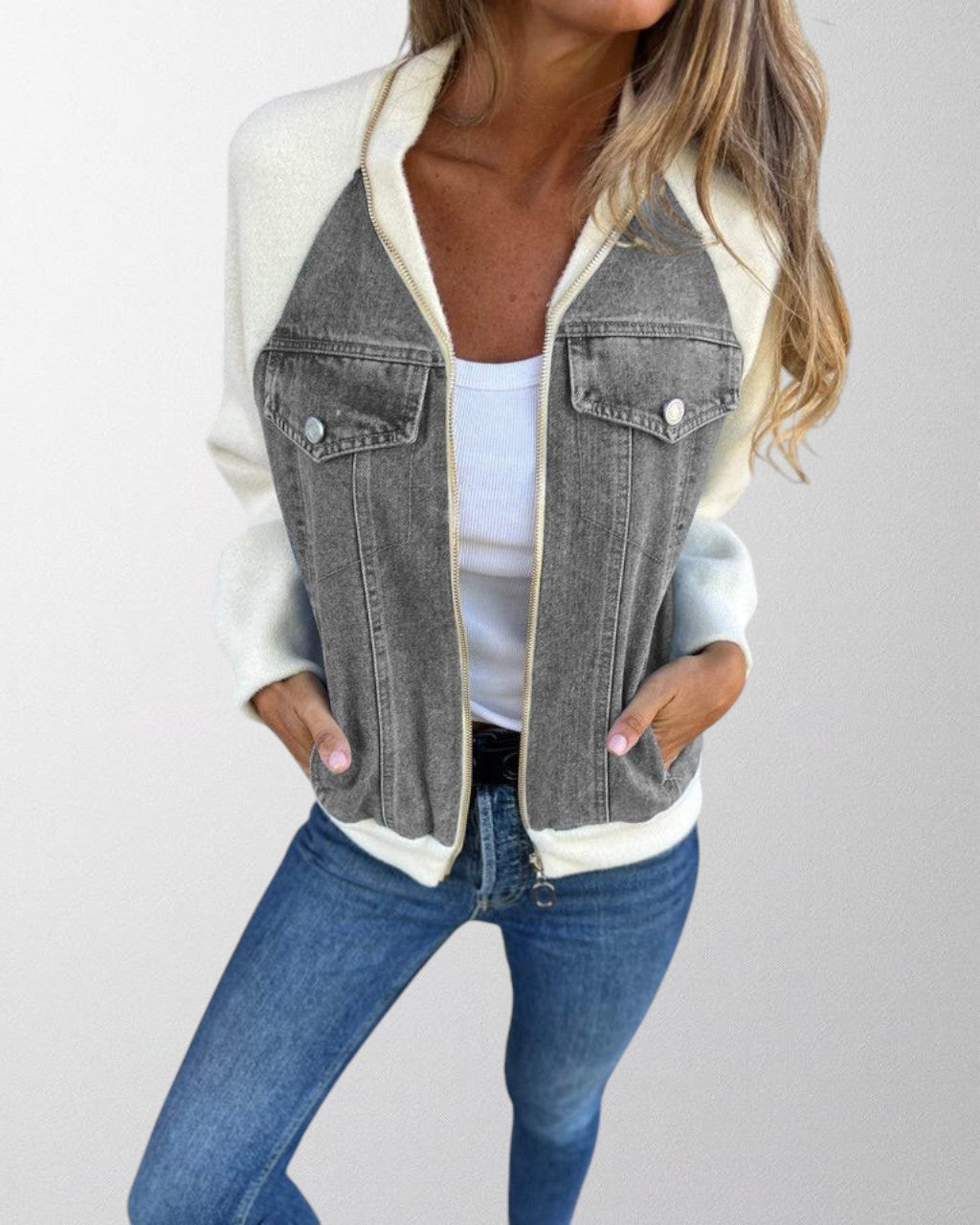 Olivia - Unik denimjakke med vintage twist