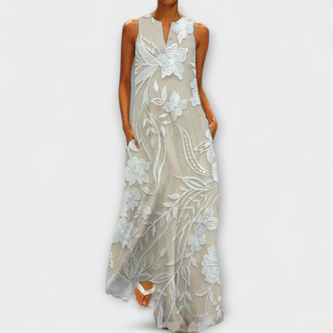 Bianca – Maxikjole med Botanisk Print