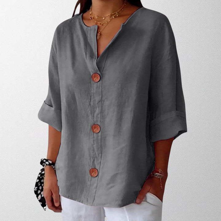 Noora - Afslappet Linned Bluse til Tidløs Elegance