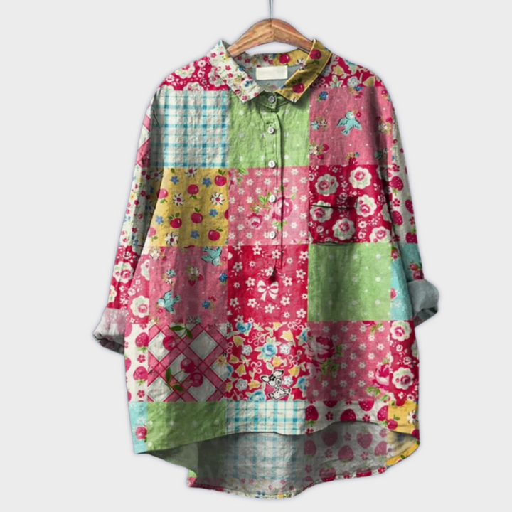 Magdalena - Håndlavet chemisier til kvinder med blomsterprint