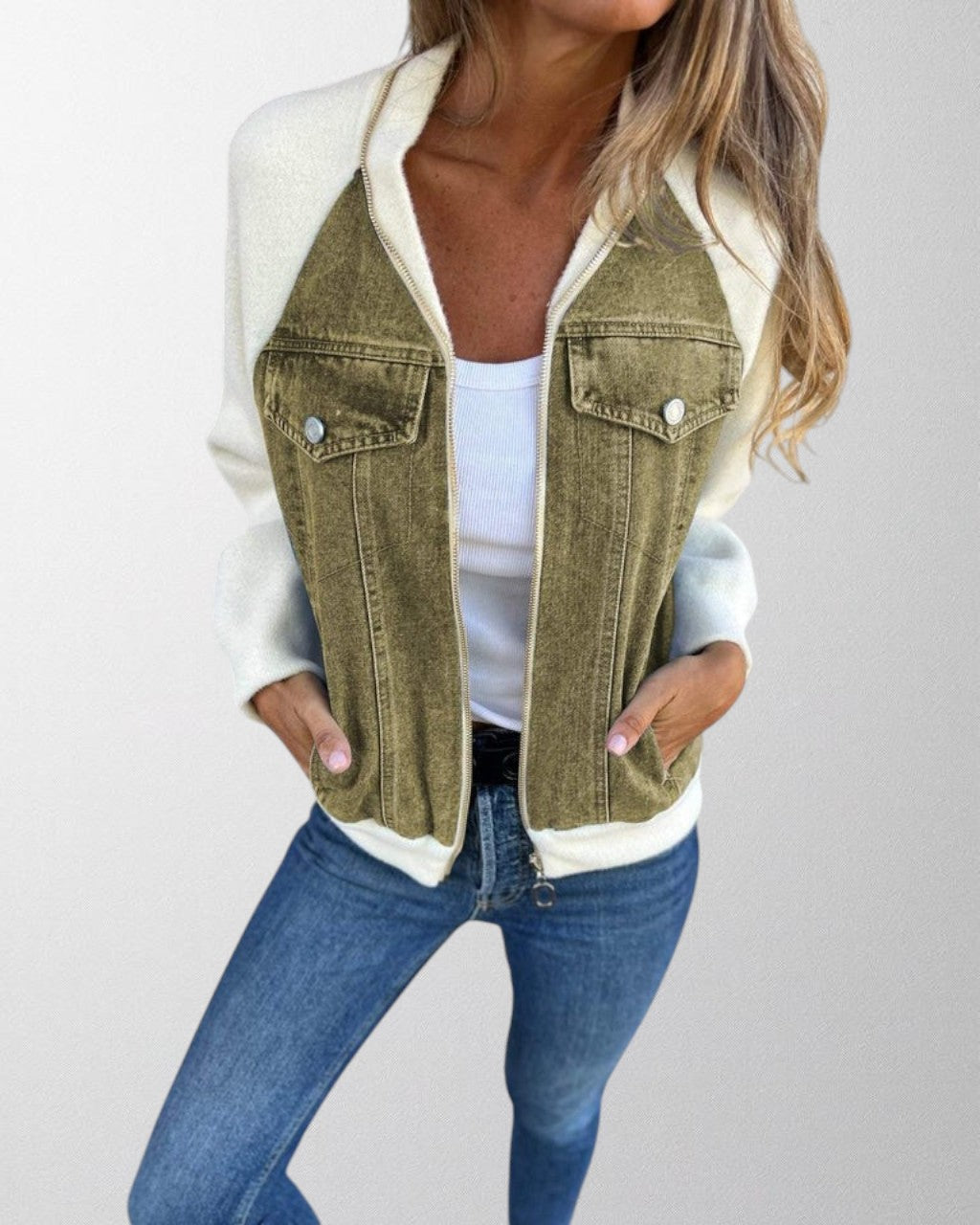 Olivia - Unik denimjakke med vintage twist