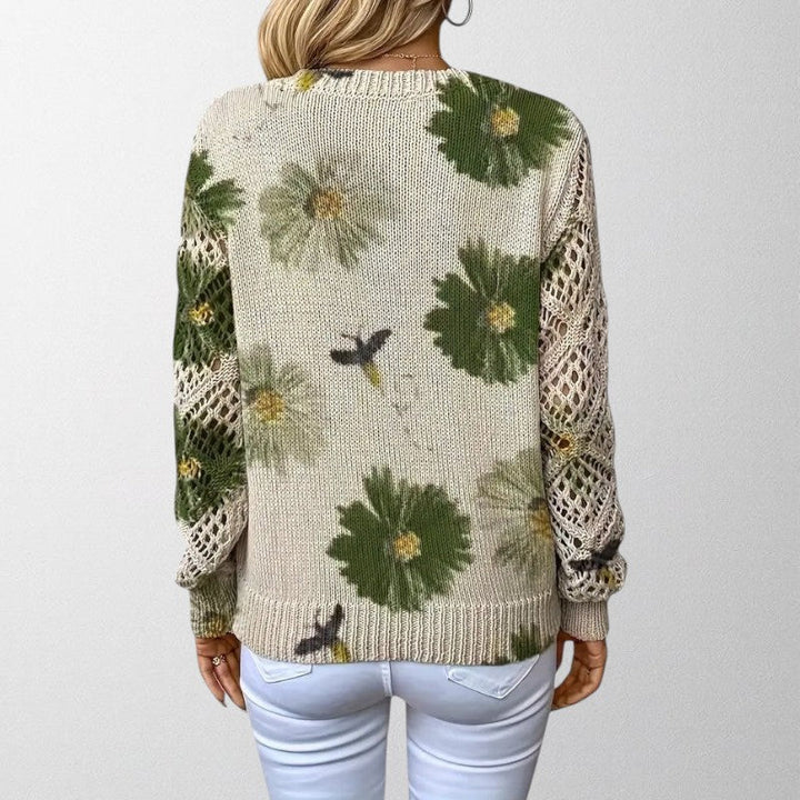 Olivia - Elegant Blomsterstriktrøje