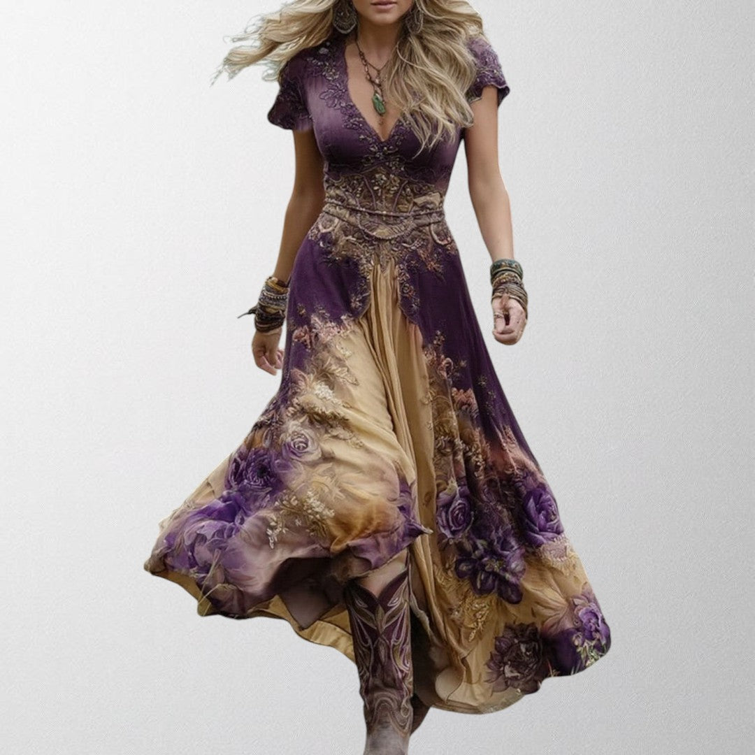 Olivia - Blomsterprint Maxi Kjole