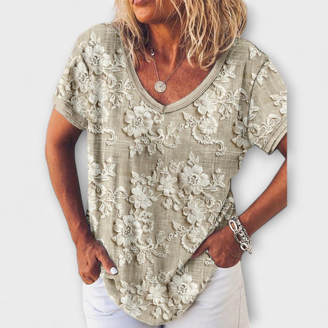 Mia - Bluse med blomstertryk