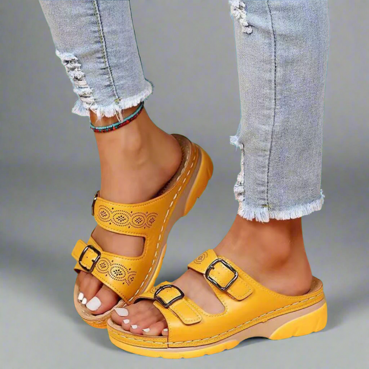 Dorothee | Wedge Sandaler med Dobbelt Rem – Komfortable og Stilfulde