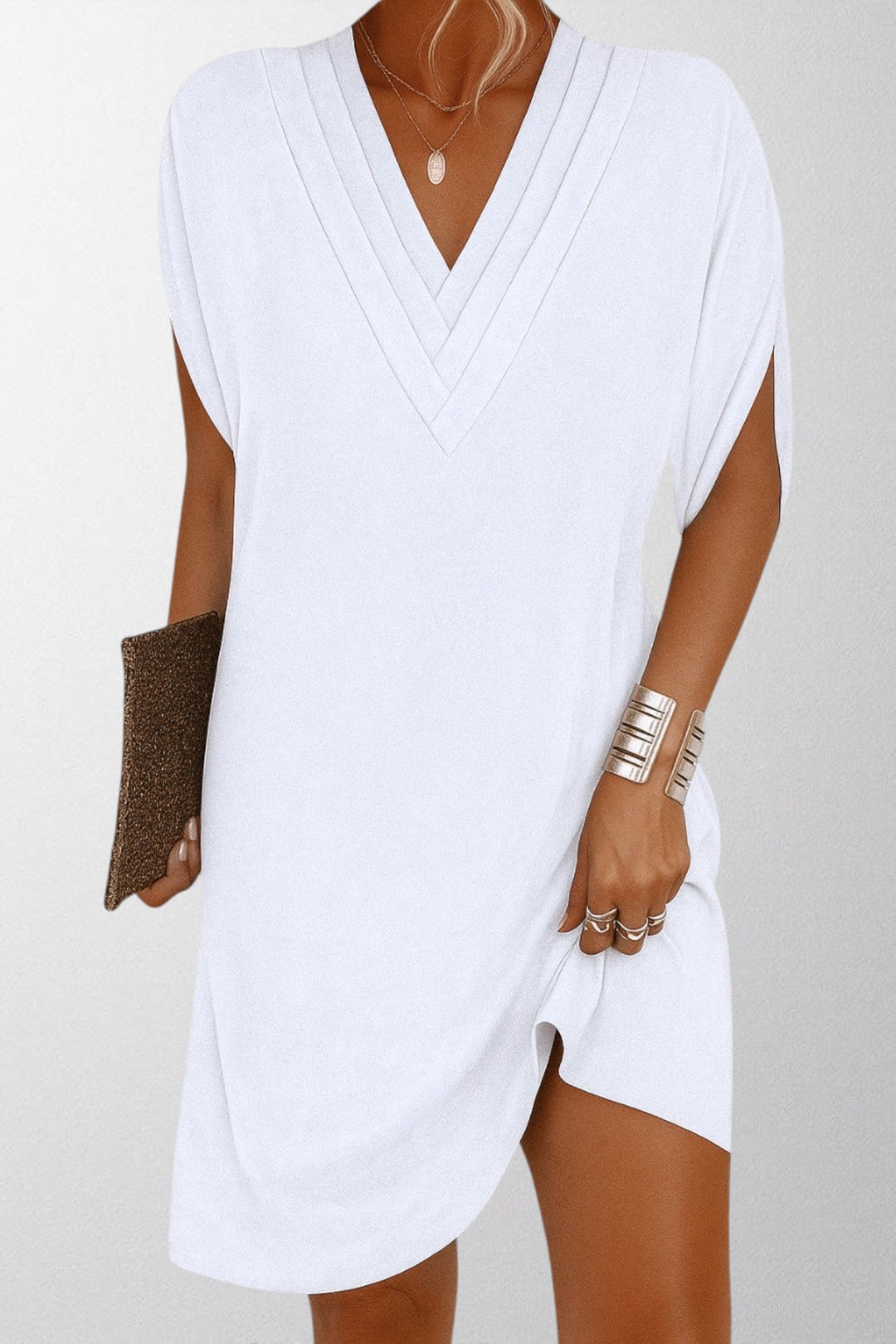 Olivia - Elegant V-hals Midi Kjole