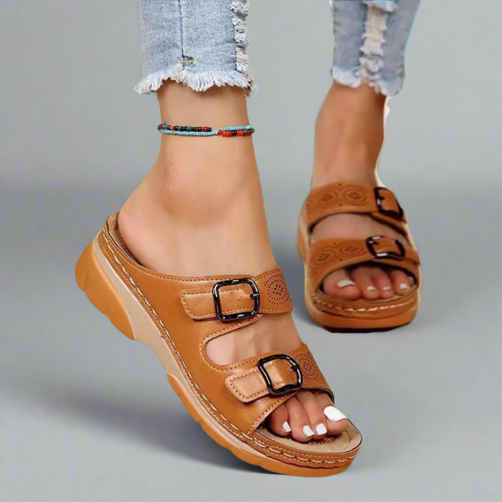 Dorothee | Wedge Sandaler med Dobbelt Rem – Komfortable og Stilfulde