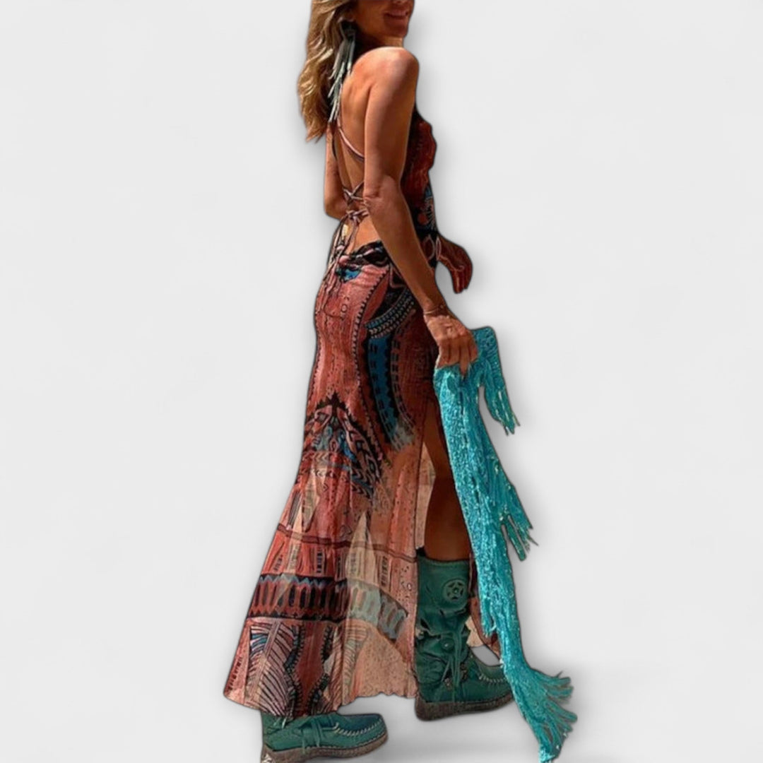 Nele - Unik midi kjole med cowl-krave