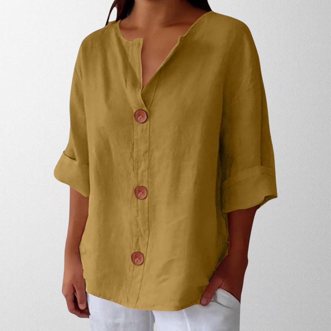 Noora - Afslappet Linned Bluse til Tidløs Elegance