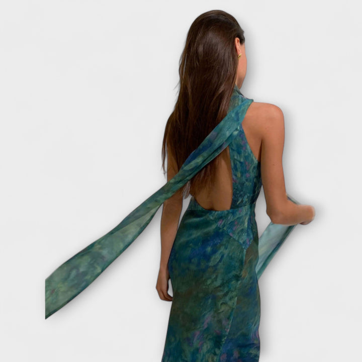 Henriette - Maxikjole Iris Print Monet
